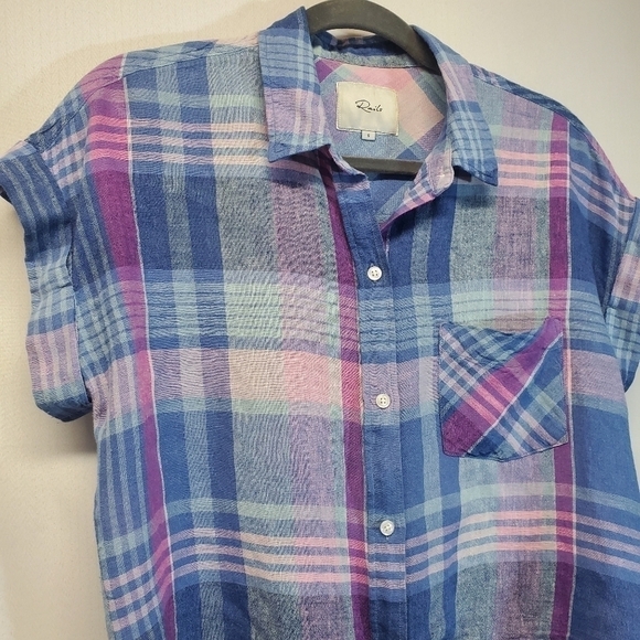 Rails Linen Plaid Tie Front Shirt -> Rails linen plaid tie front shirt - Picture 3 of 9